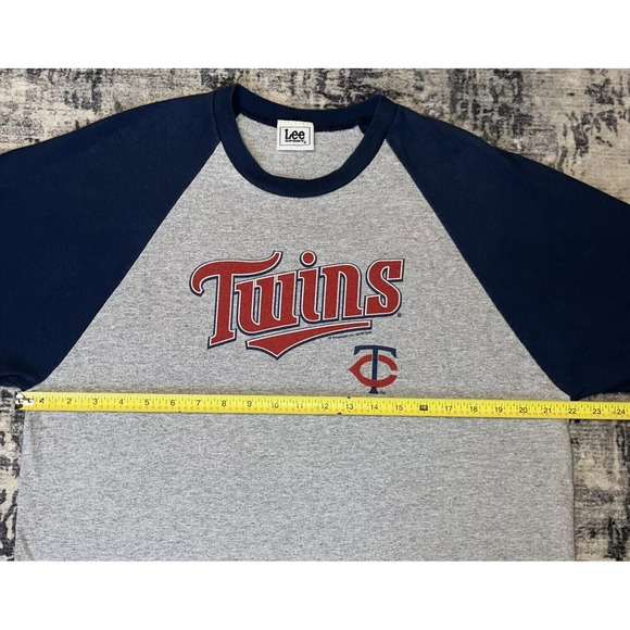 Vintage 90s Minnesota Twins LEE Sports T-Shirt Men's 2XL 3/4 Sleeve MLB Logo Tee - Picture 4 of 9